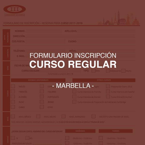 Descarga el formulario de inscripción para nuestros cursos regulares de Marbella (Septiembre)